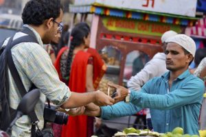 trader selling to a customer